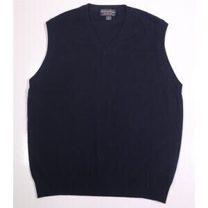 Brooks Brothers 3-Ply Scottish Cashmere Navy Blue Knit Sweater Vest Men's XL